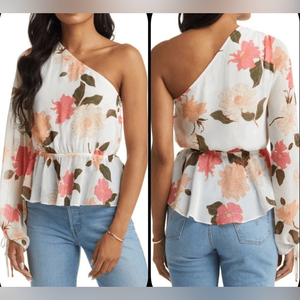 VICI Women’s Floral One‎ Shoulder Peplum Blouse  | Size Medium | NWT